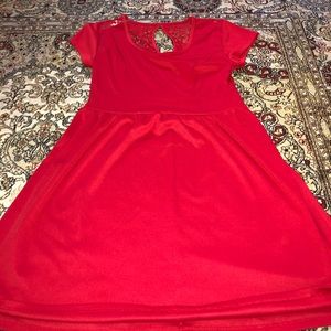 Red dress with lace detailing